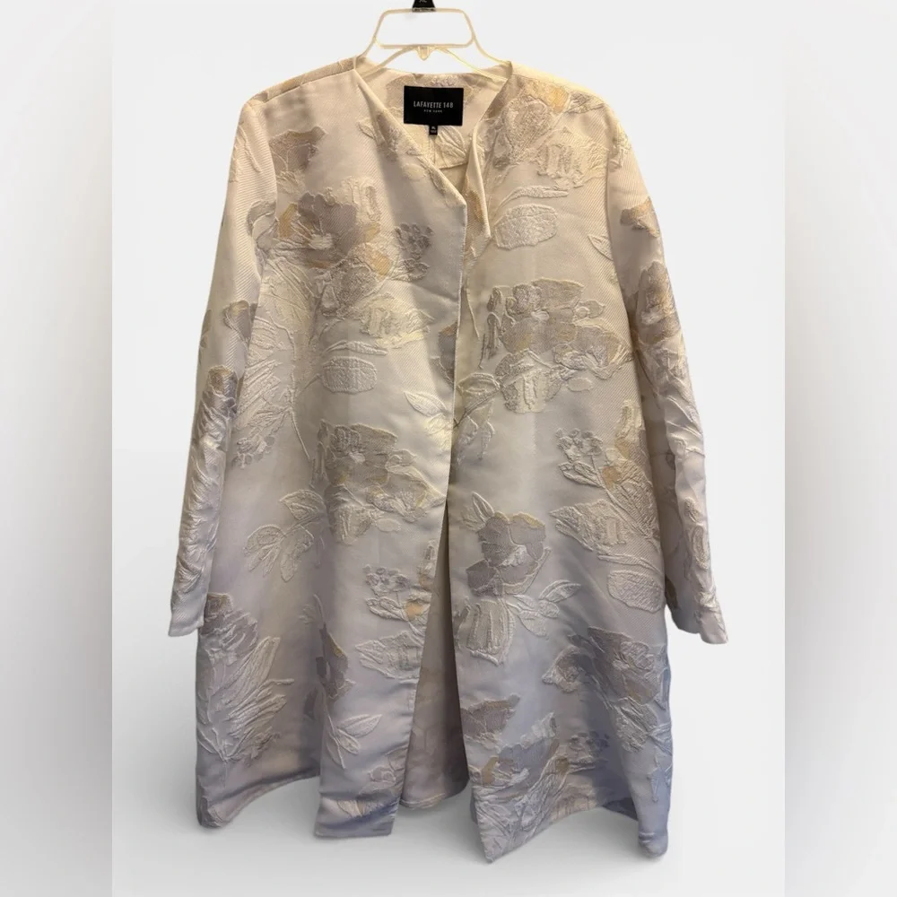 Lafayette 148 Jacquard Topper Coat, XL, Cloud Multi, NWT - Picture 1 of 9